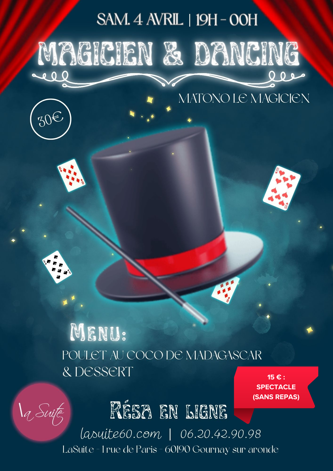 Flyer Soirée Magie 4 Avril 26